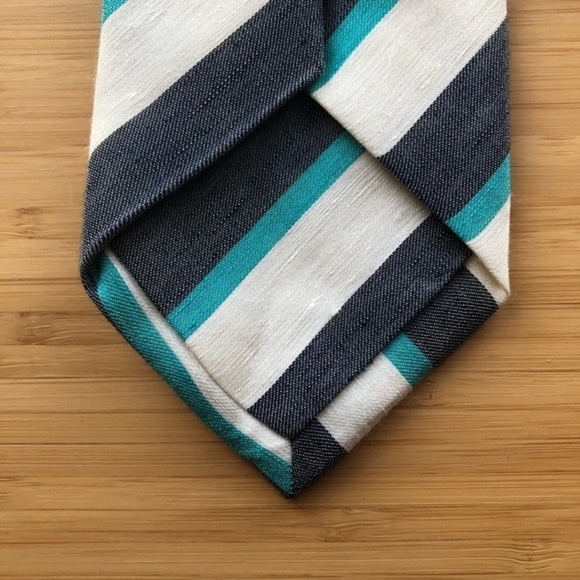 Peter Millar Silk Tie In Cream And Light Blue - Picture 5 of 8